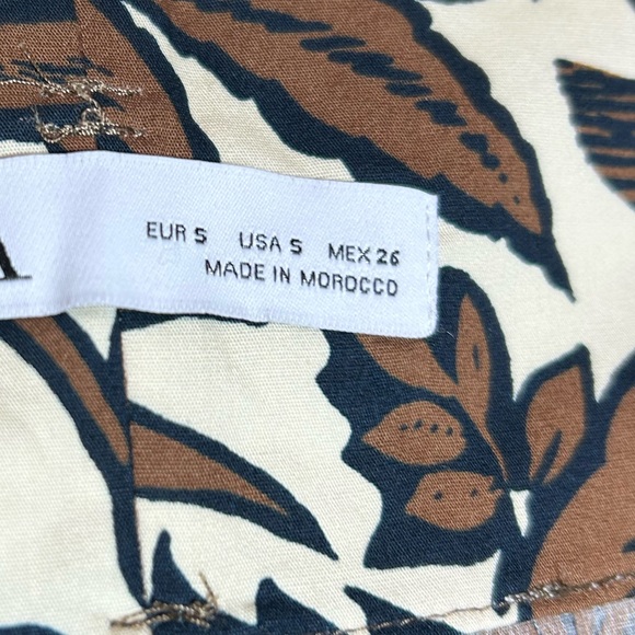 Zara Floral Wide Leg Pants Size S Boho Brown Print SIZE SMALL - Picture 2 of 10